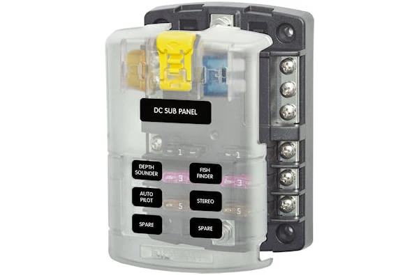 Blue Sea System Fuse Block 6 Circuits with Negative Bus and Cover