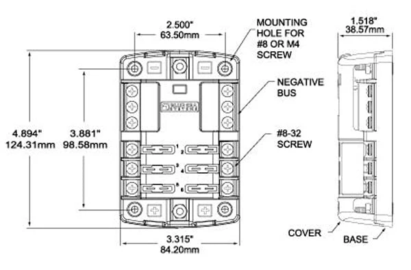 Blue Sea System Fuse Block 6 Circuits with Negative Bus and Cover - Image 3