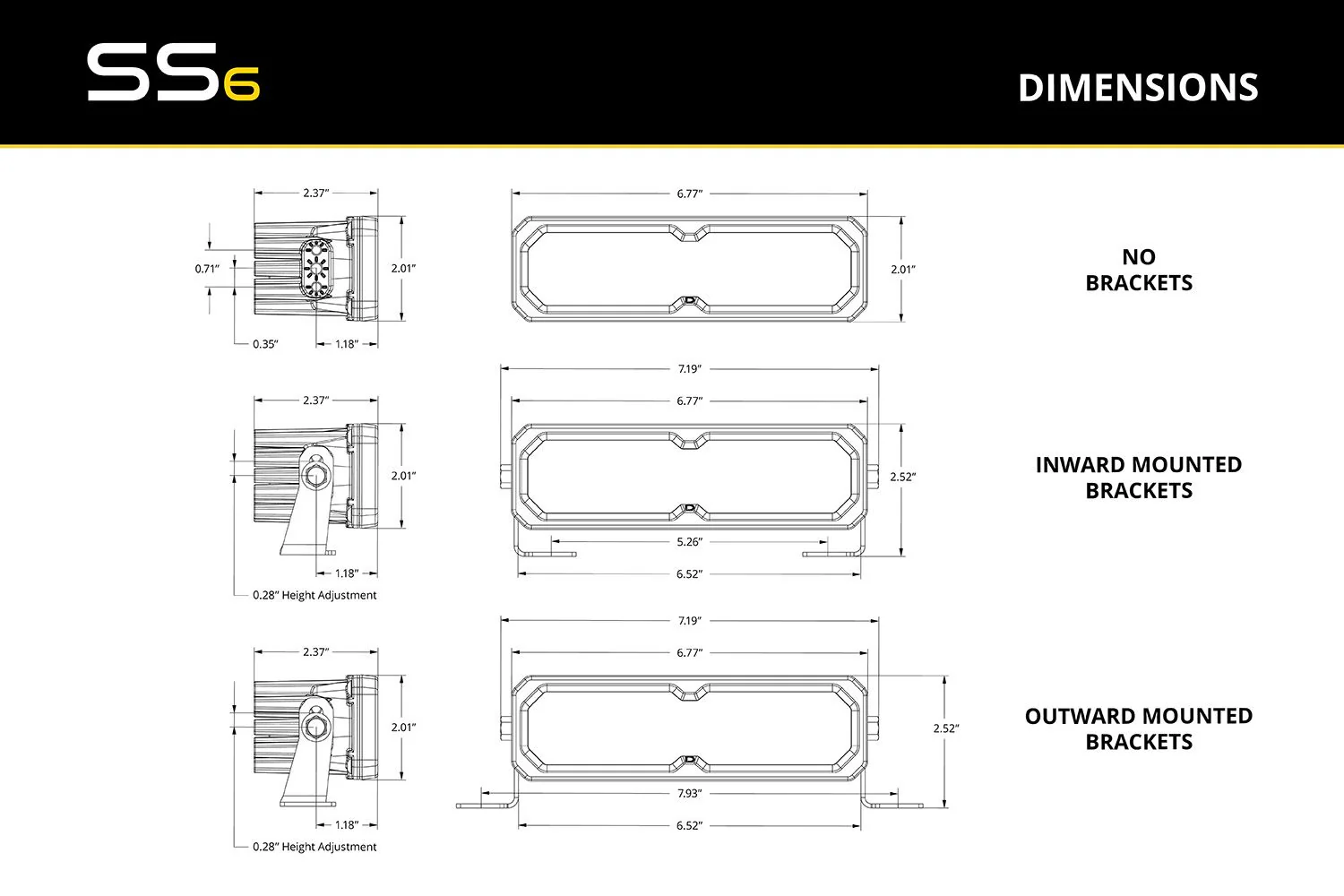 Diode Dynamics SS6 SAE/DOT Yellow LED Light Bar (pair) - Image 5