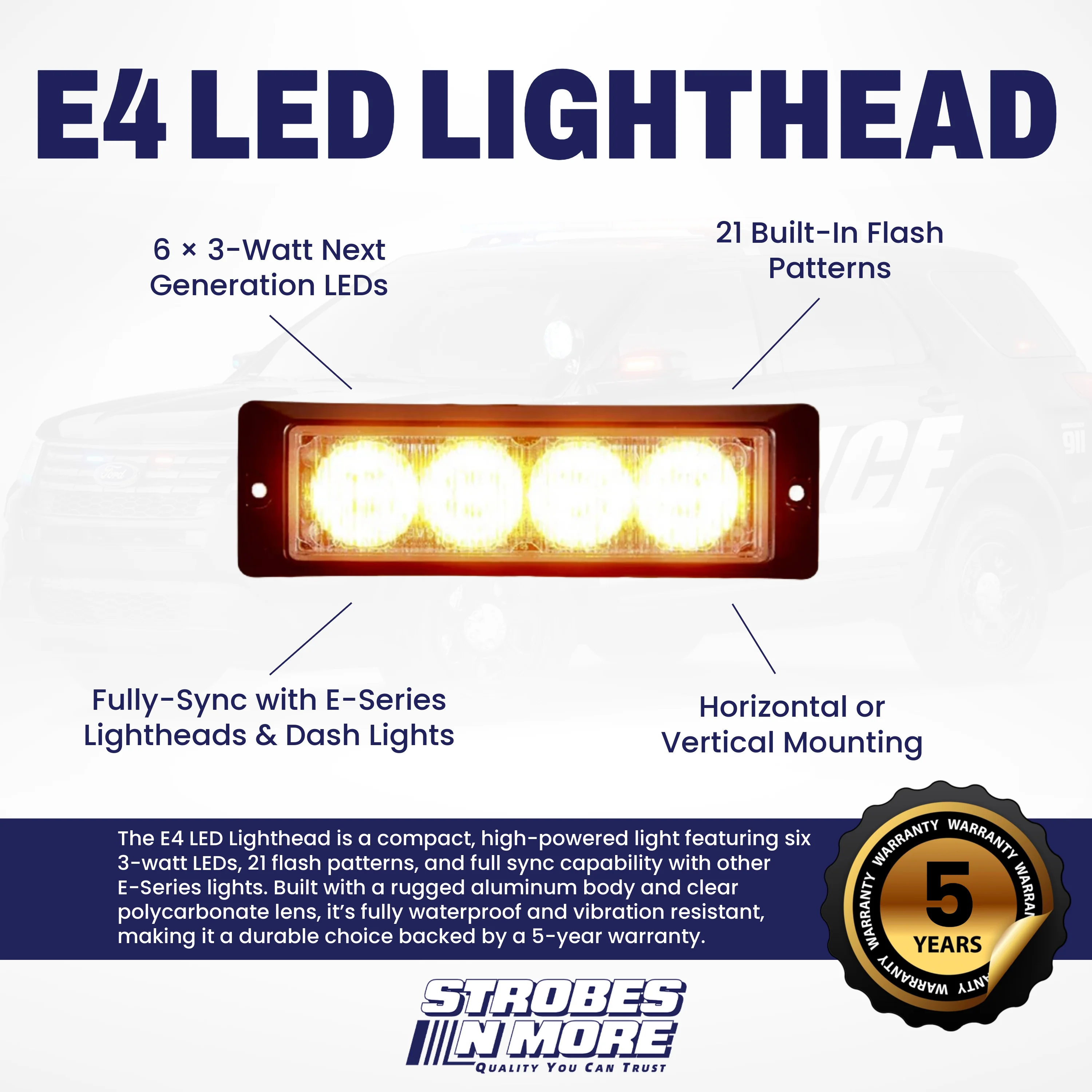 E4 LED Lighthead | Strobes N More - Image 2