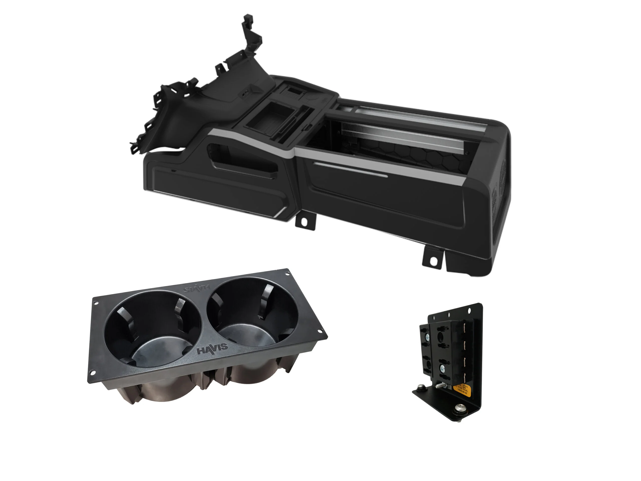 HAVIS - PKG-VSX-1800-TAH-PM-4 - PACKAGE-WIDE VSX CONSOLE WITH FRONT PRINTER MOUNT, CUP HOLDER AND FUSE BLOCK FOR 2025 CHEVROLET TAHOE PPV & SSV