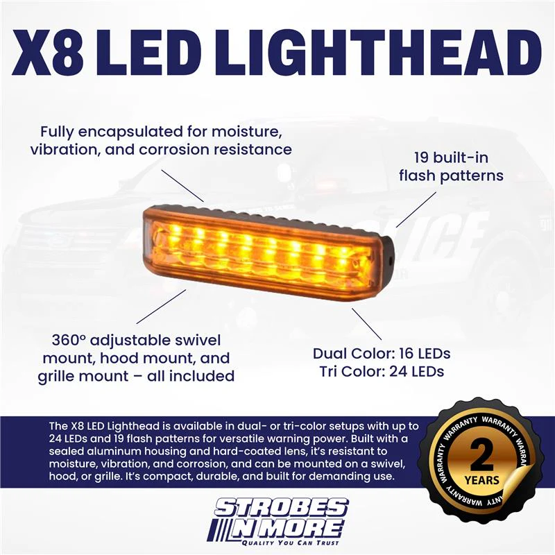 Strobes N' More Dual & Trio Color X8 LED Lighthead - Image 2