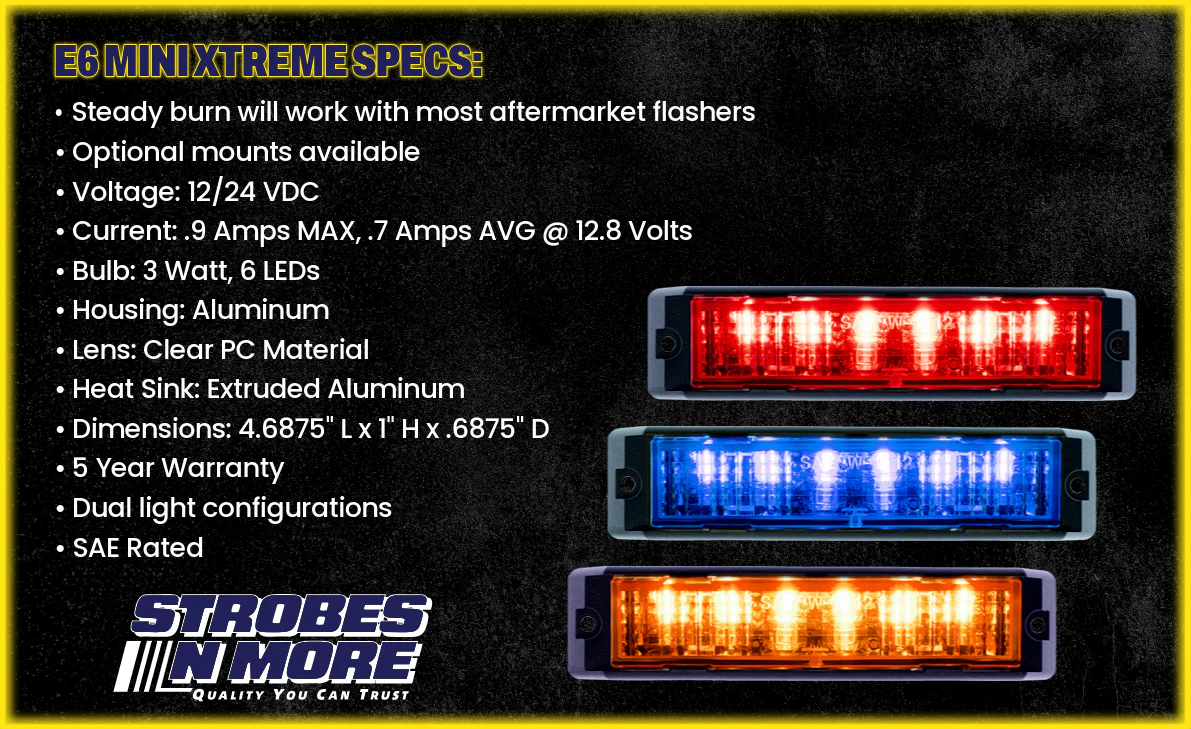Strobes N' More E6 Mini Xtreme Dual LED Lighthead - Image 3