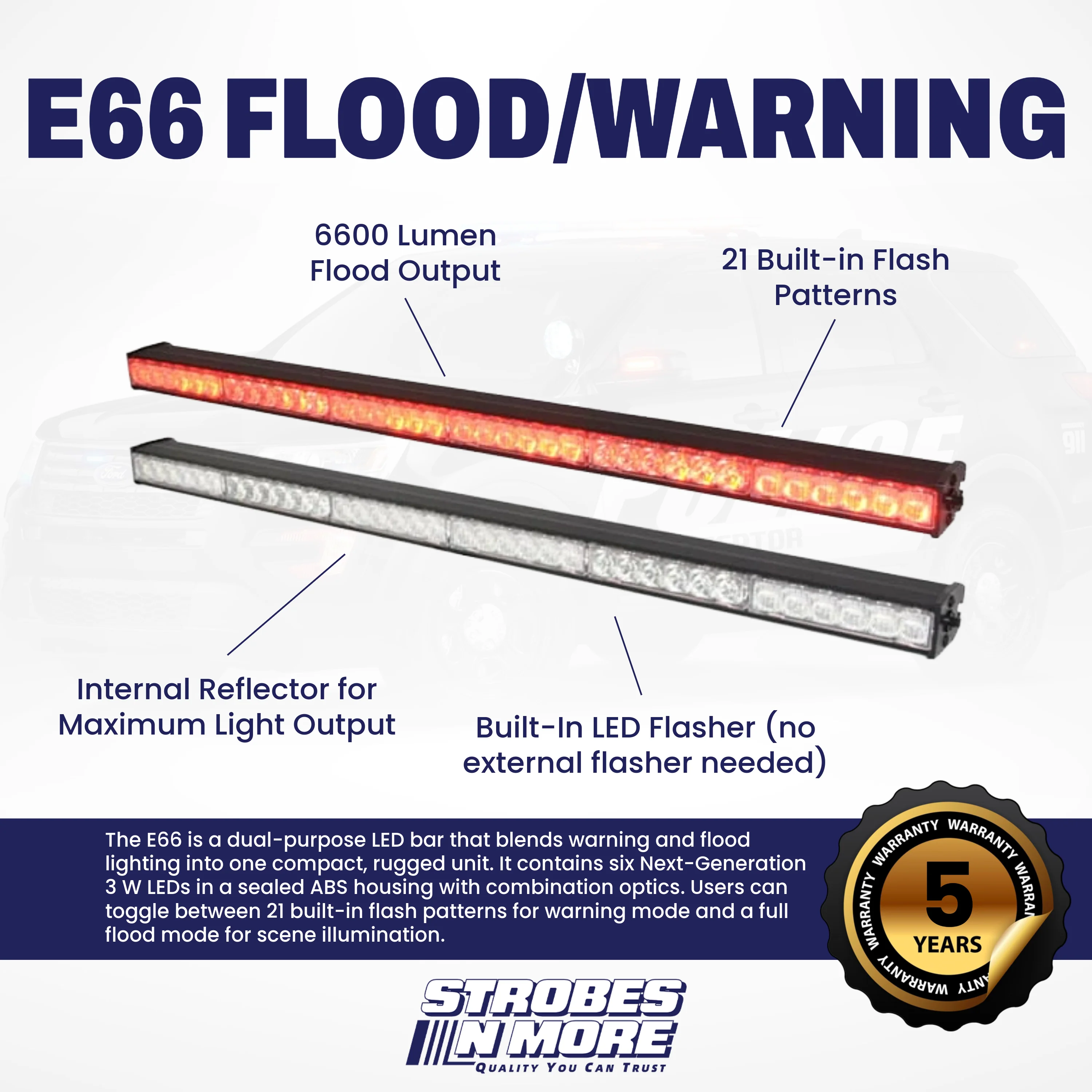Strobes N' More E66 Flood/Warning LED Stick - Image 2