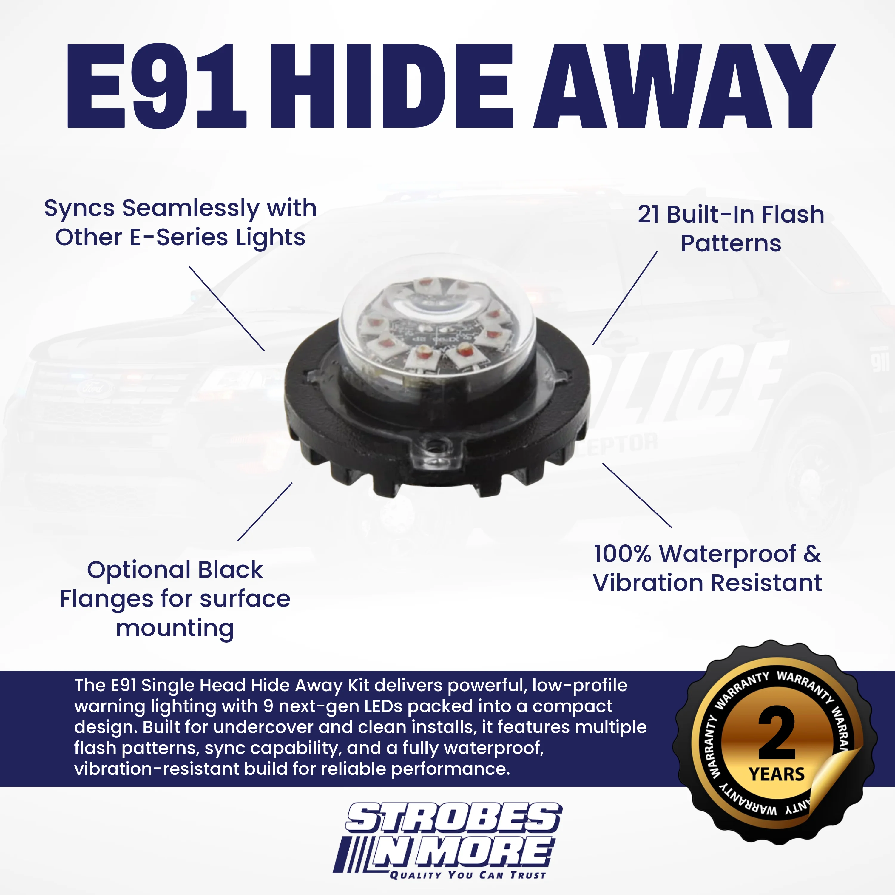 Strobes N' More E91 Single Head Hide Away Kit - Image 2