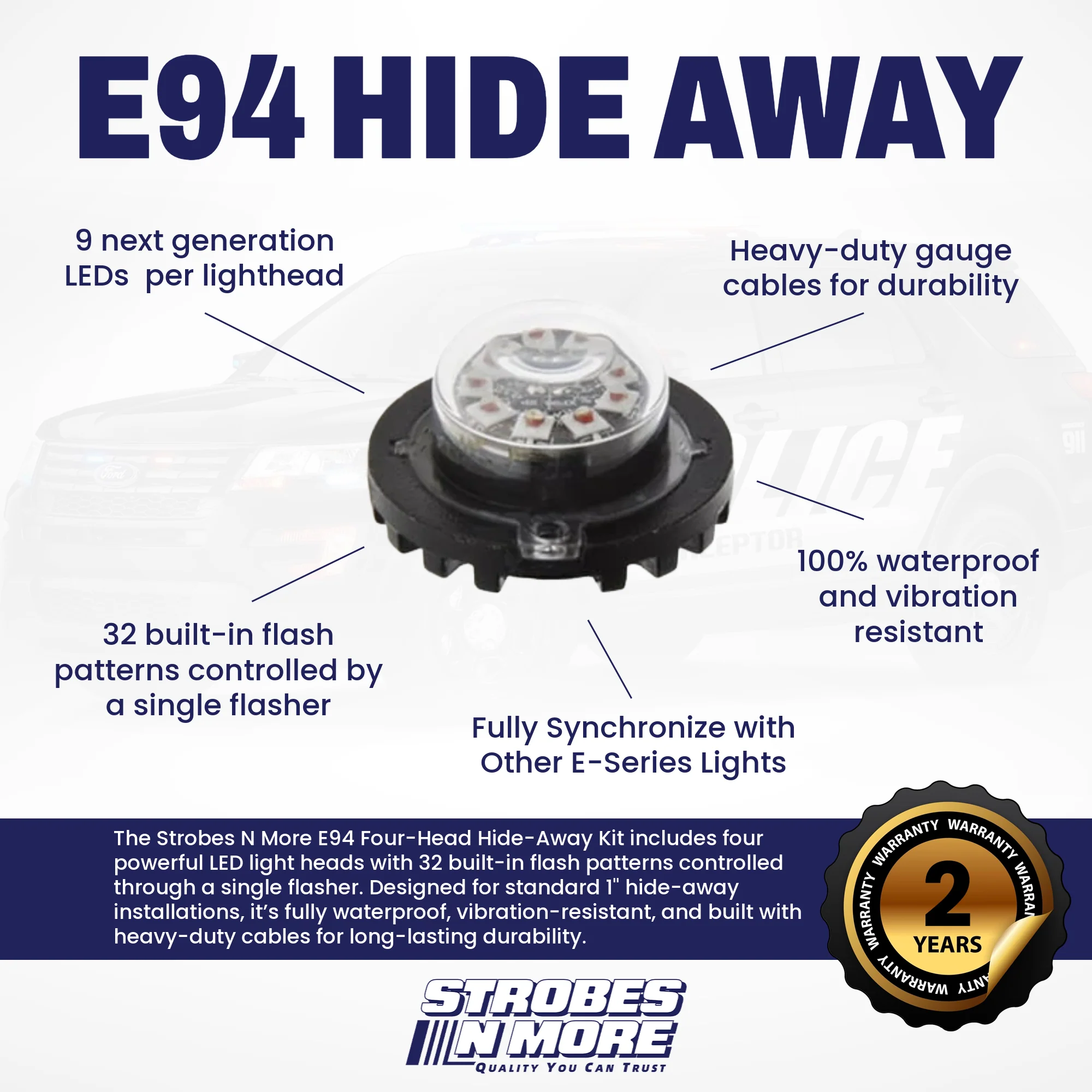 Strobes N' More E94 Four Head Hide Away Kit - Image 2