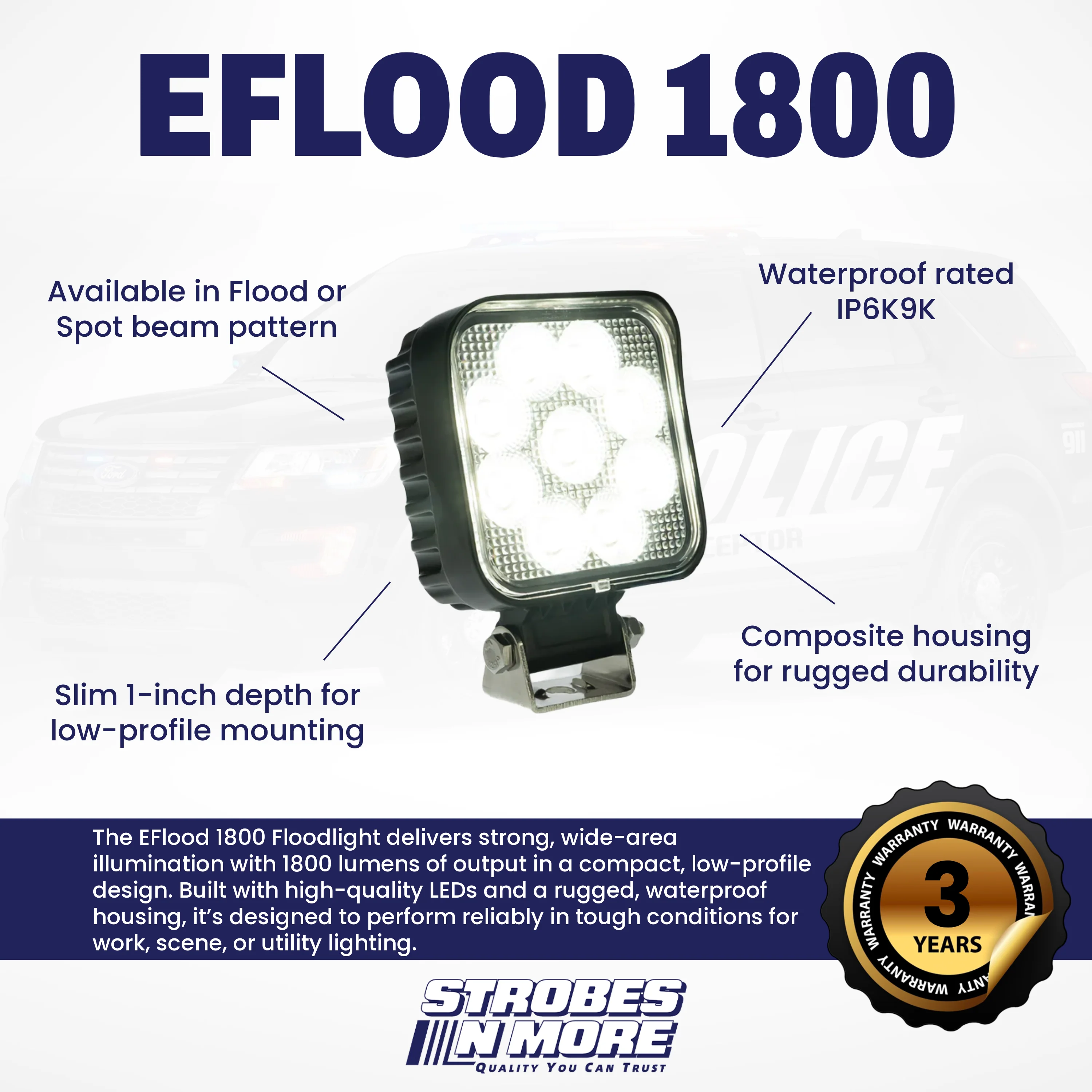 Strobes N' More EFlood 1800 Floodlight - Image 2