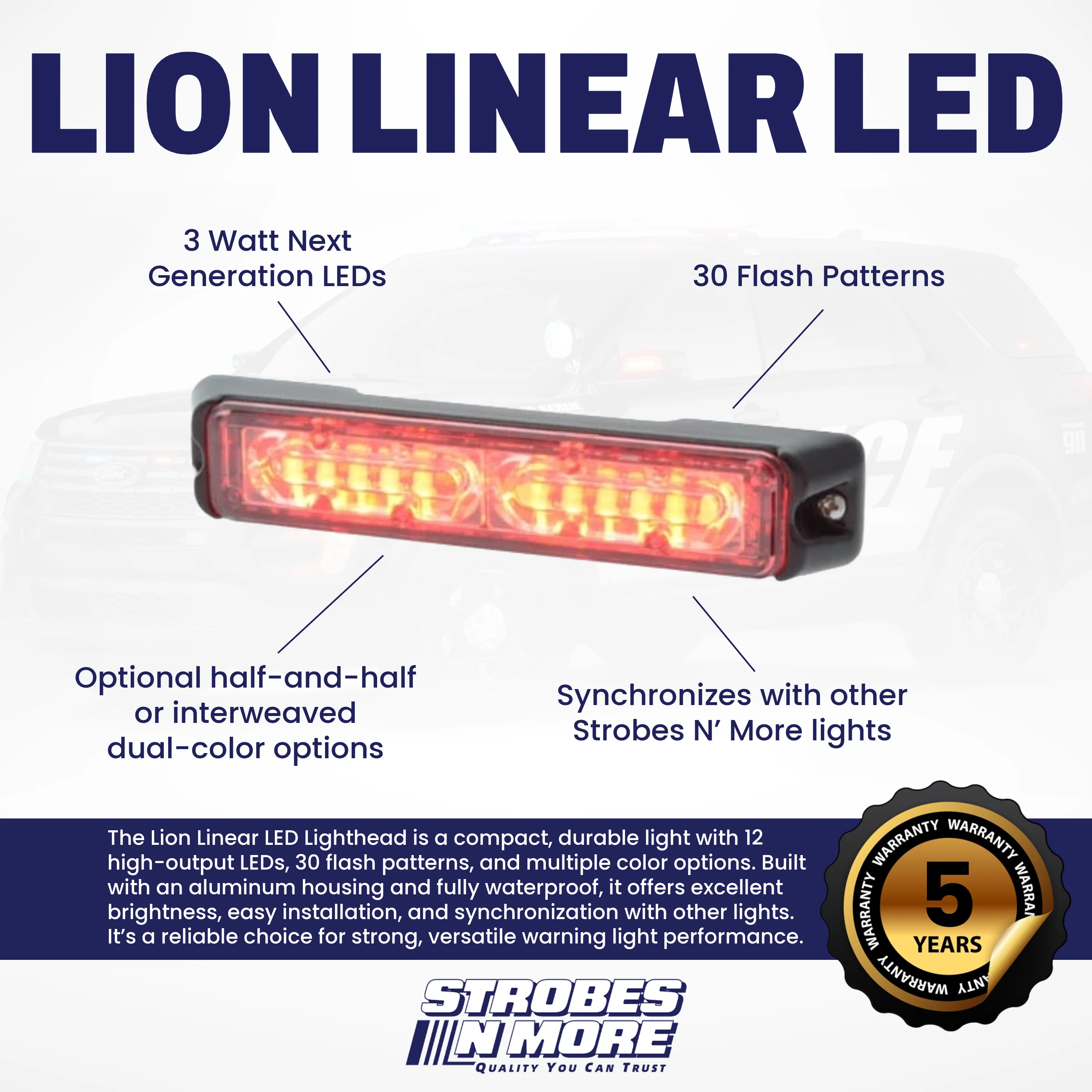 Strobes N' More Lion Linear LED Lighthead - Image 2