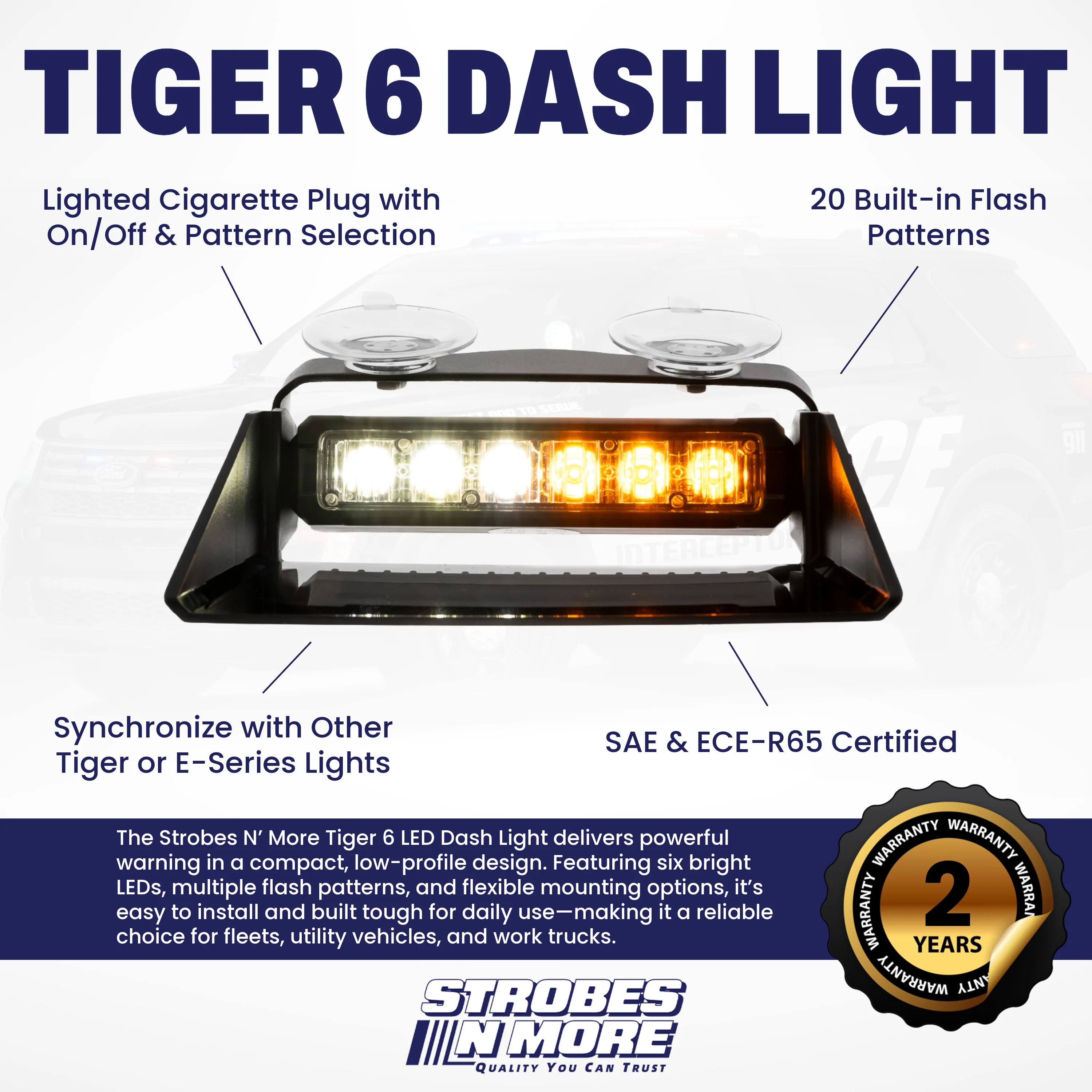 Strobes N' More Tiger 6 LED Dash Light - Image 2